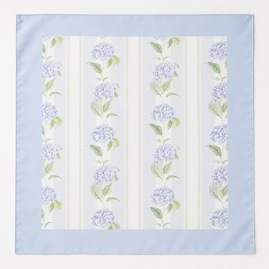 Hydrangea Stripe Scarf 25x25" | Floral Stripe Print