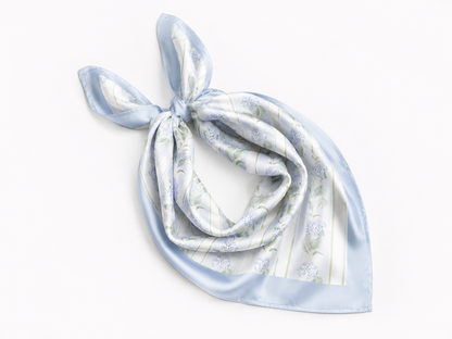 Hydrangea Stripe Scarf 25x25" | Floral Stripe Print