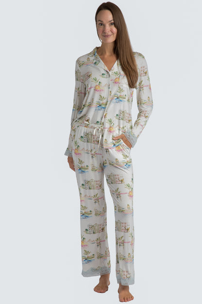 I Love Charleston Lace PJ Set - Rainbow Row Print