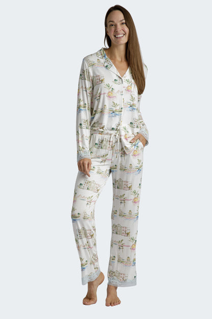 I Love Charleston Lace PJ Set - Rainbow Row Print