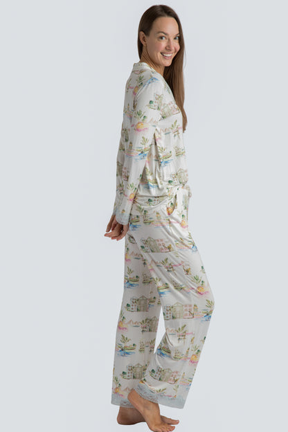 I Love Charleston Lace PJ Set - Rainbow Row Print