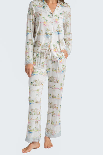 I Love Charleston Lace PJ Set - Rainbow Row Print