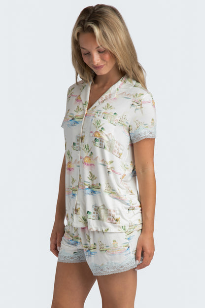 I Love Charleston Lace Short Set - Rainbow Row Print