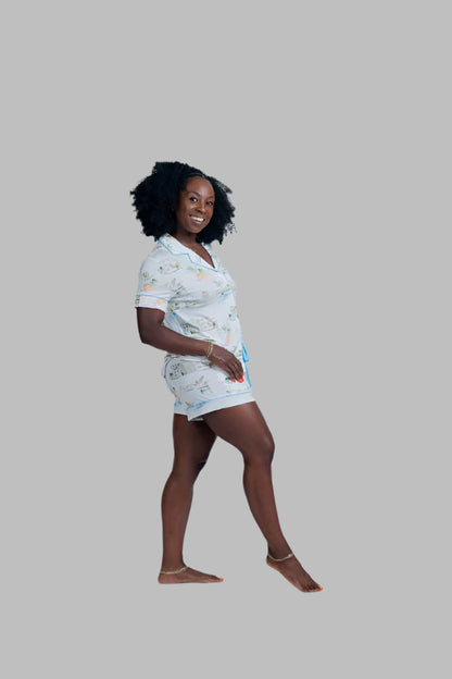 I Love Charleston Knit Button Down Short Set
