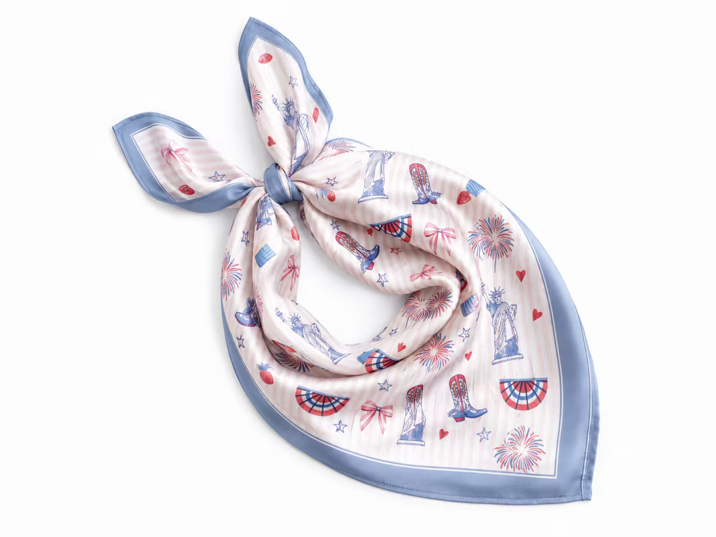 Happy 4th Pink Stripe Scarf 25x25" | USA Icons Print