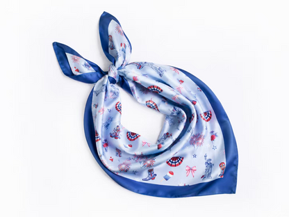Happy 4th Blue Scarf 25x25" | USA Icons Print