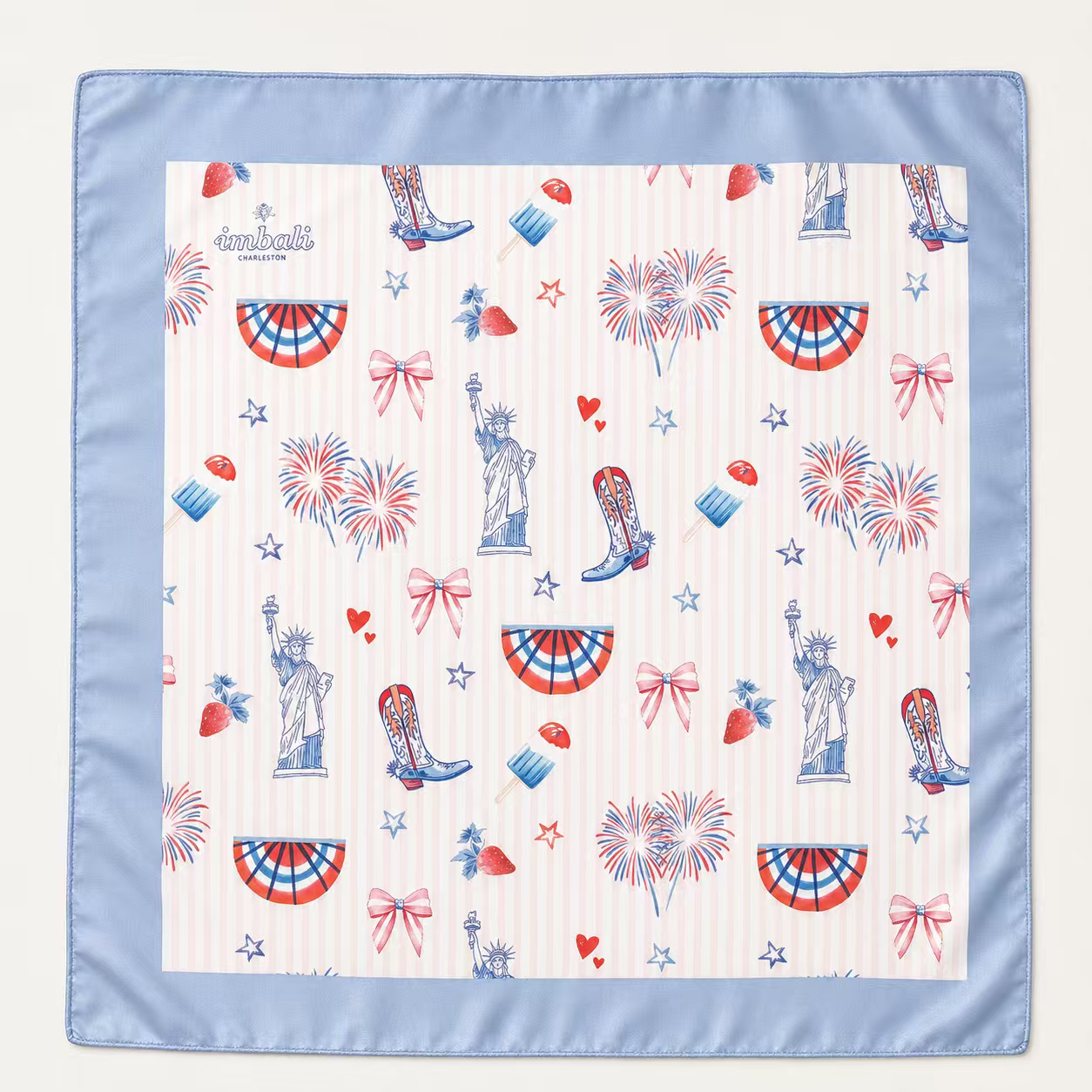 Happy 4th Pink Stripe Scarf 25x25" | USA Icons Print