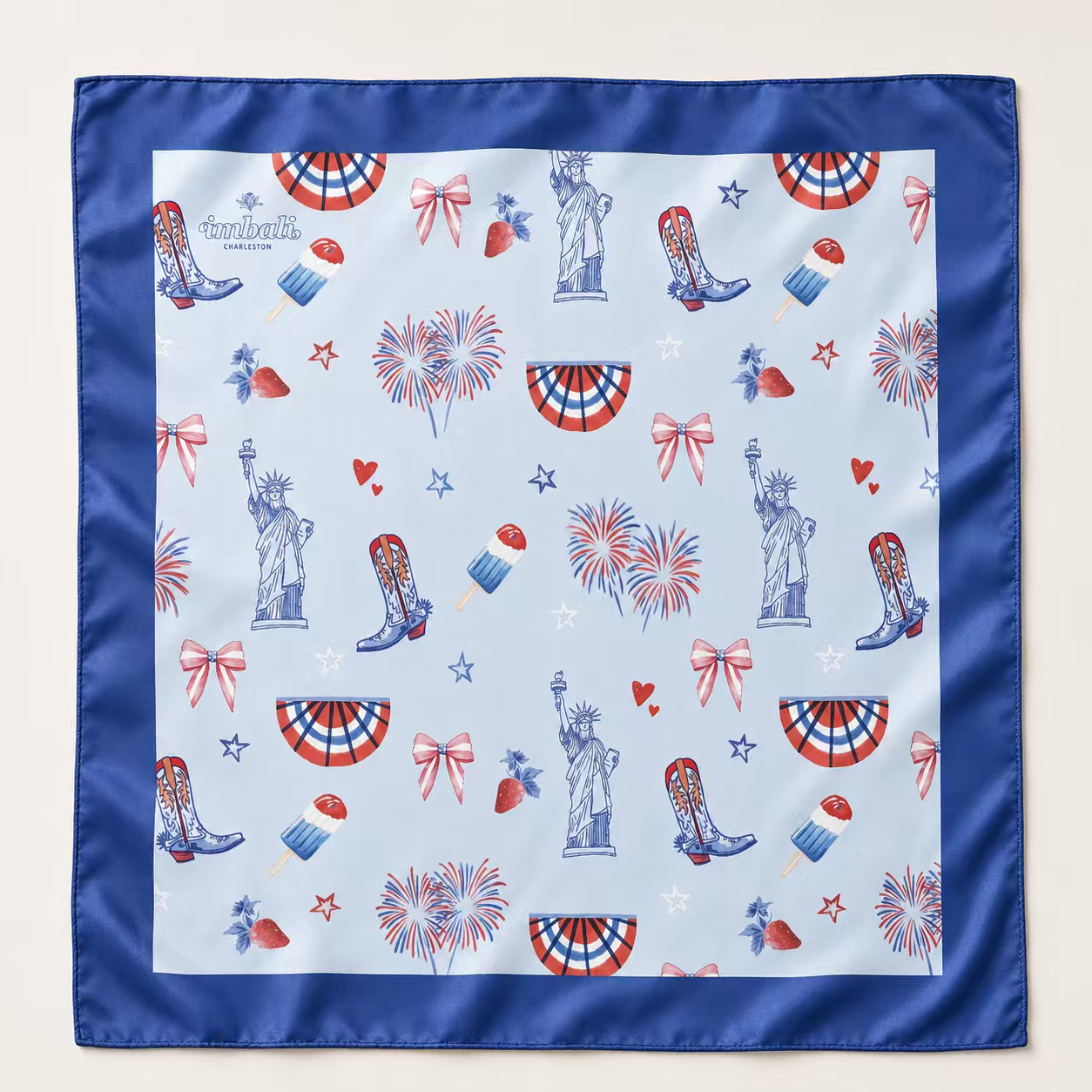 Happy 4th Blue Scarf 25x25" | USA Icons Print