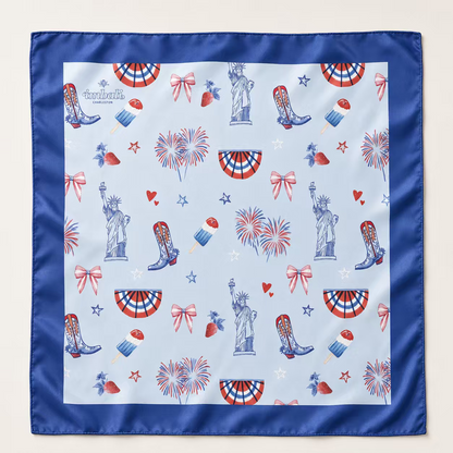 Happy 4th Blue Scarf 25x25" | USA Icons Print