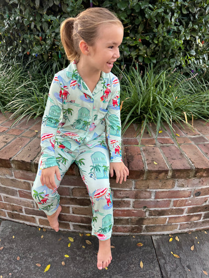 Santa in CHS Youth Pajamas - Kids Christmas PJs | Imbali Charleston