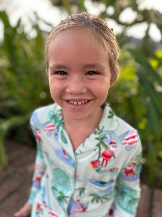 Santa in CHS Youth Pajamas - Kids Christmas PJs | Imbali Charleston