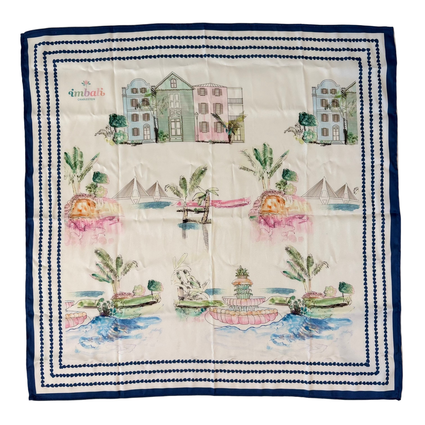 I Love Charleston Scarf 25x25" - Charleston Icons Print | Imbali Charleston