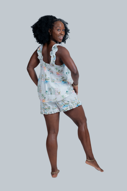 I Love CHS LV Ruffle Vest Short Set