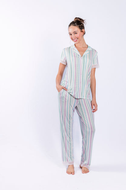 Imbali Stripe Button Down Pant Set