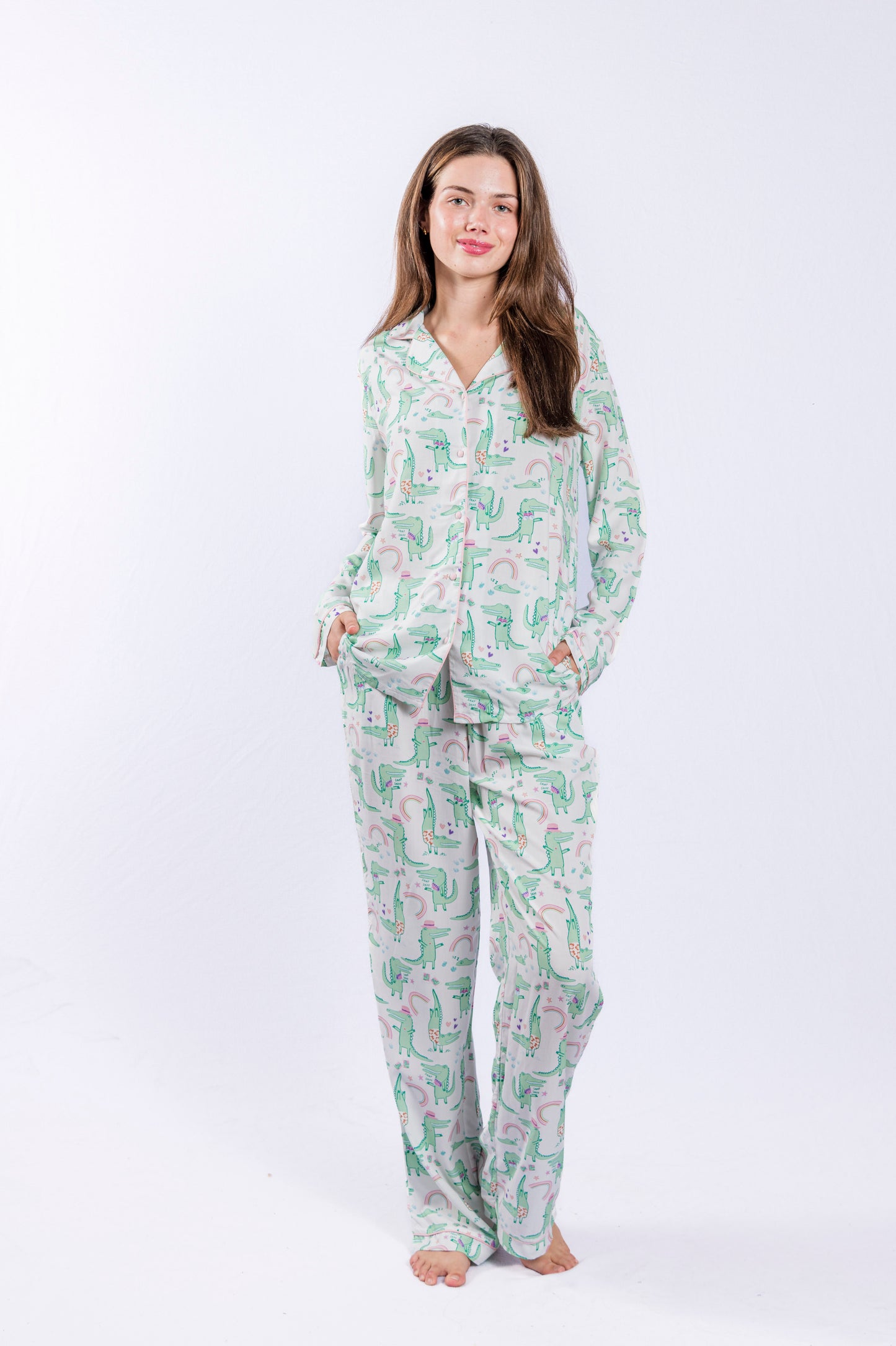 Alligator Adventure Long Sleeve Button Down Pant Set