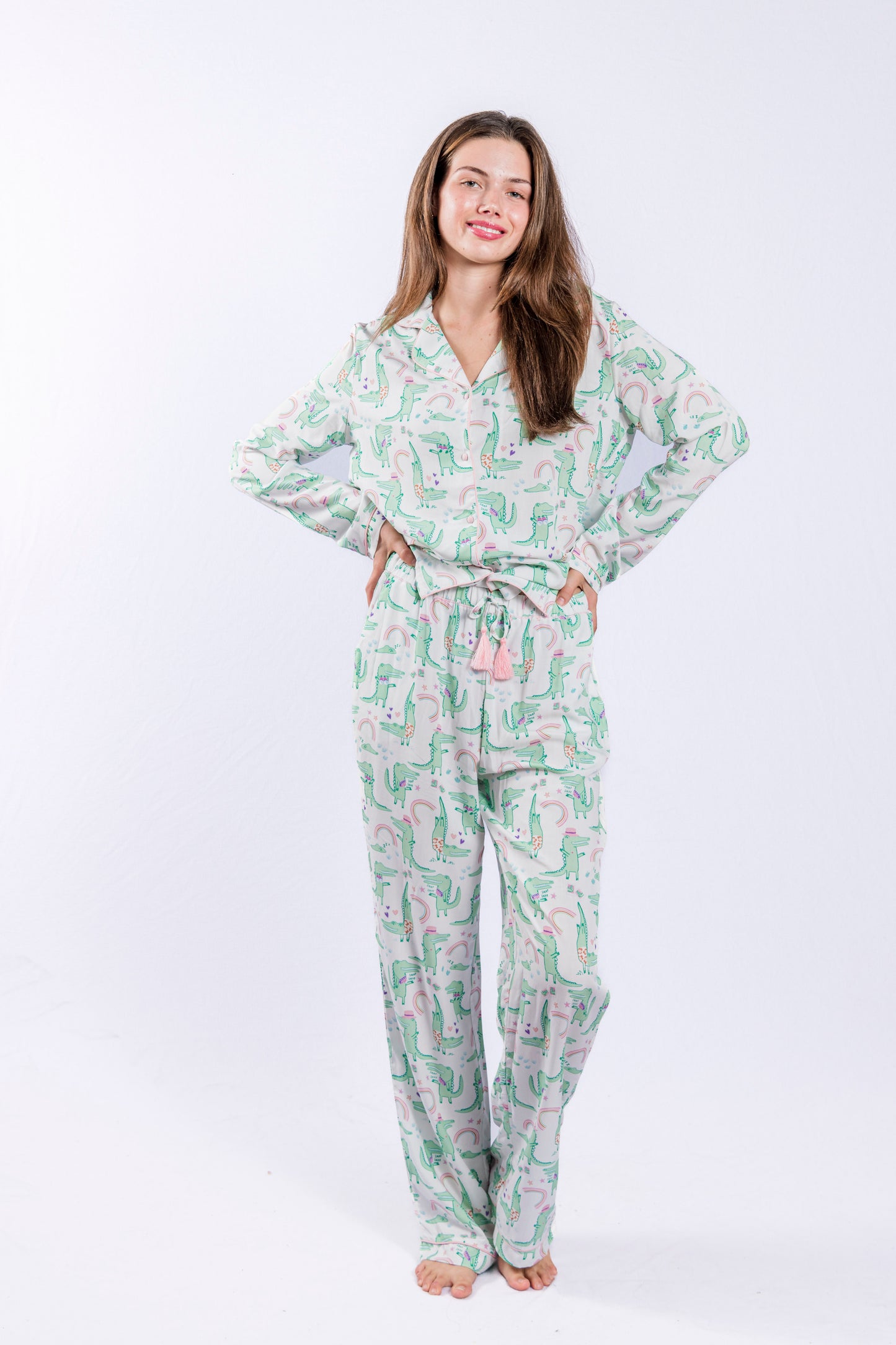 Alligator Adventure Long Sleeve Button Down Pant Set