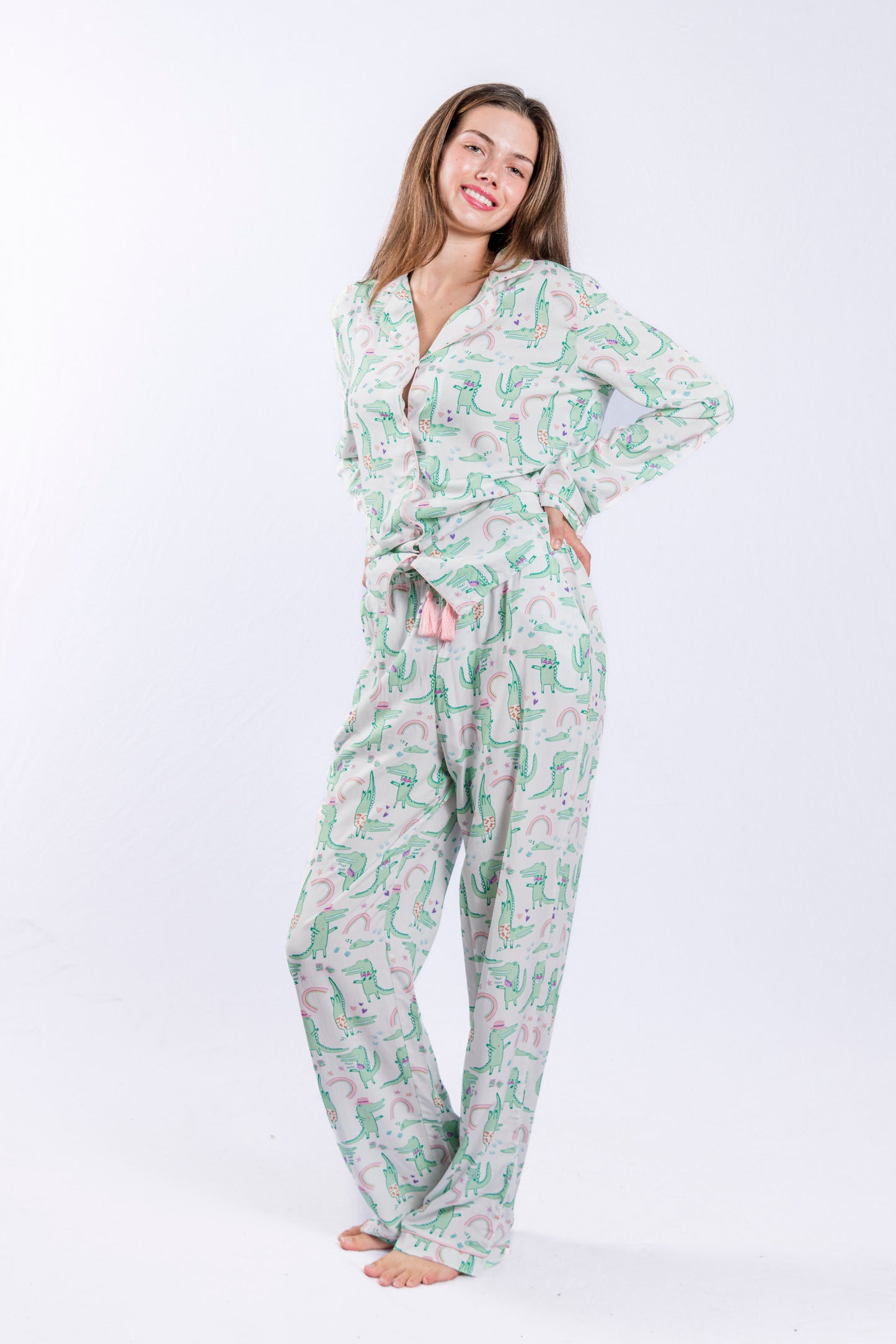 Alligator Adventure Long Sleeve Button Down Pant Set