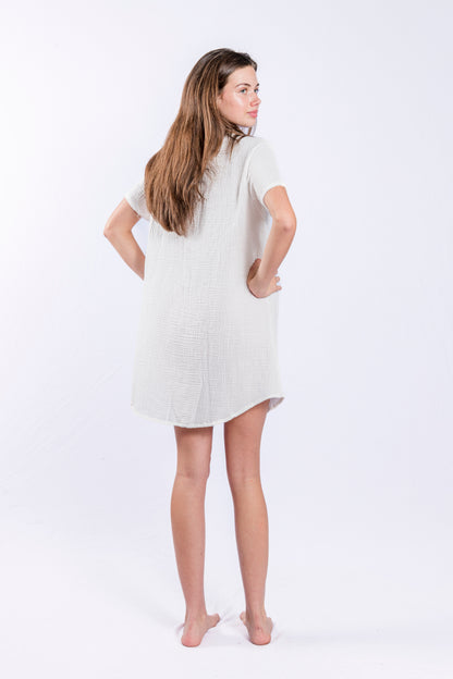 Protea Gauze Button Down Shirt Dress