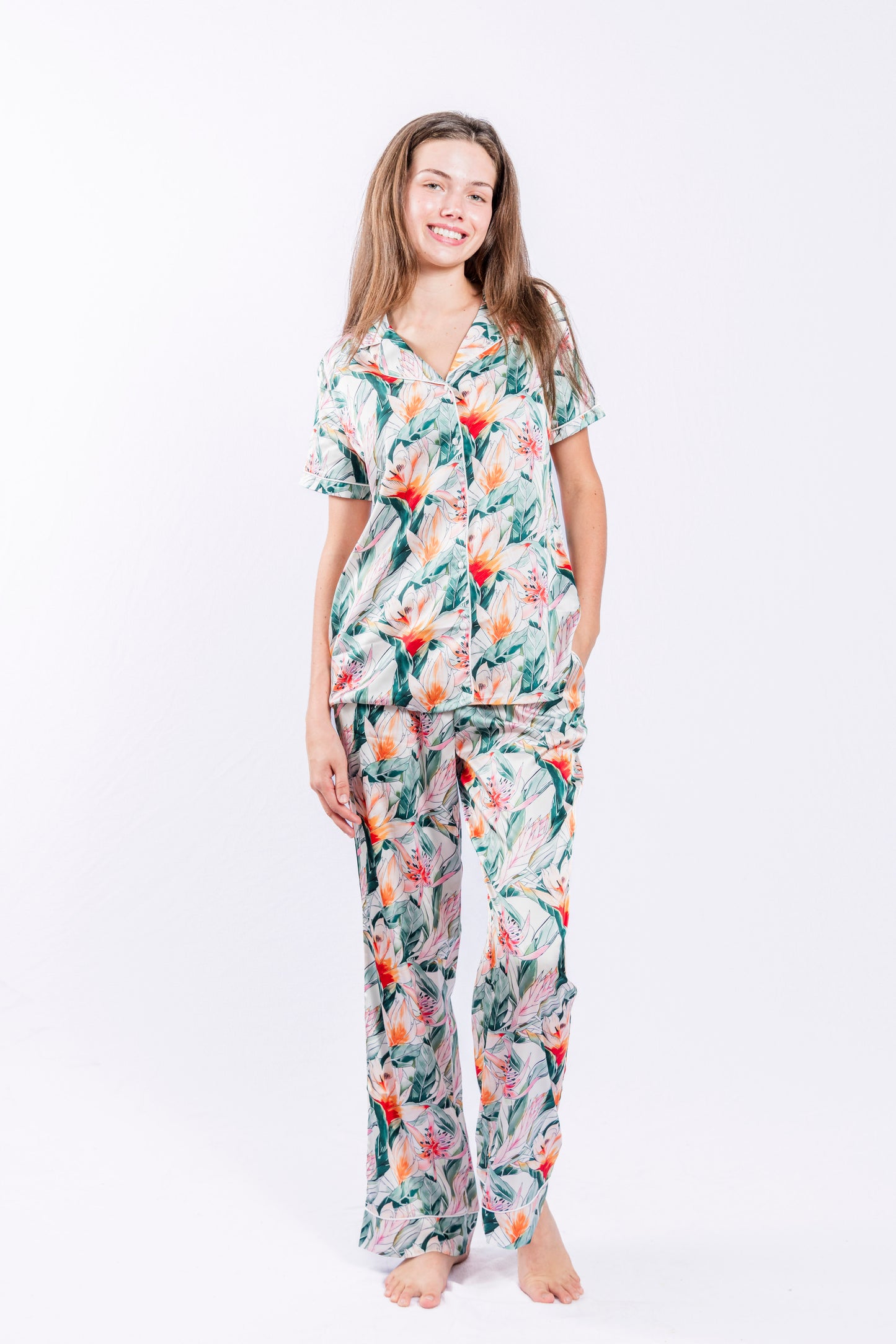 Strelitzia Bloom Button Down Pant Set