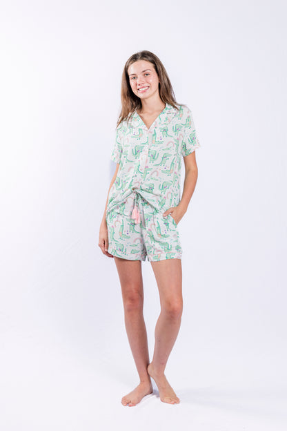 Alligator Adventure Short Sleeve Button Down Short Set