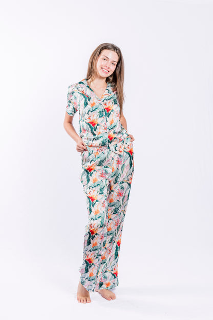 Strelitzia Bloom Button Down Pant Set