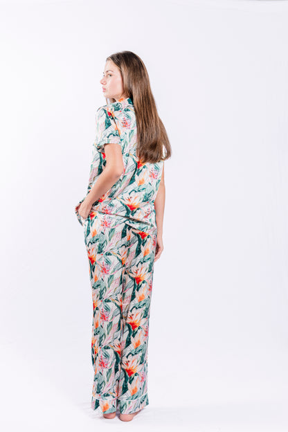 Strelitzia Bloom Button Down Pant Set