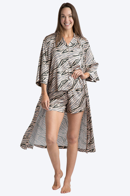 Into The Wild Satin Crop Sleeve Short Set