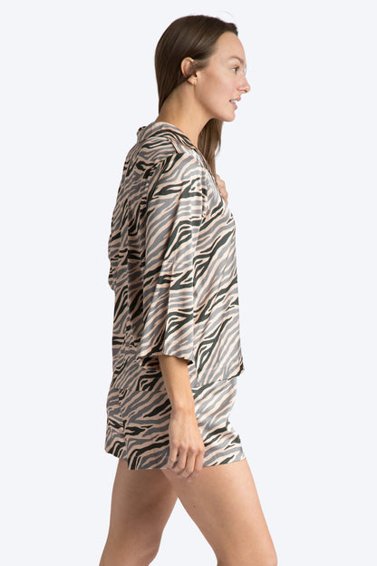 Into The Wild Satin Crop Sleeve Short Set