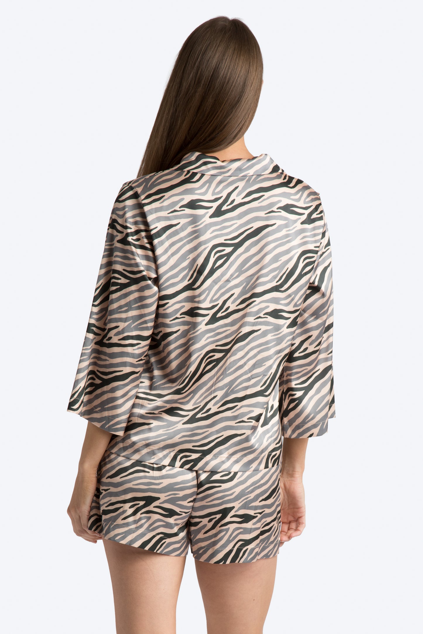 Into The Wild Satin Crop Sleeve Short Set