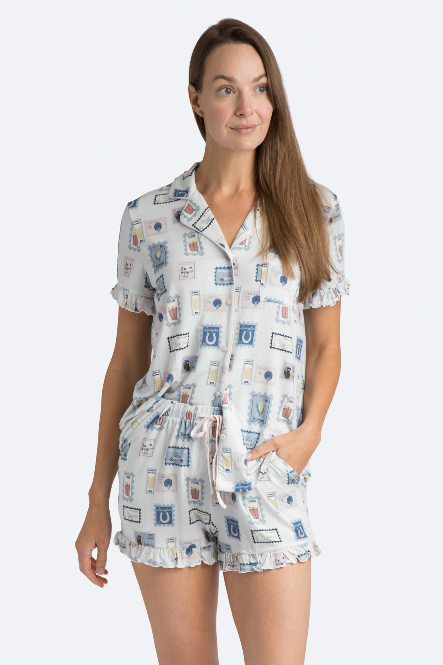 KY Stamps Ruffle Short Pajama Set Collab with Jessie Reyna