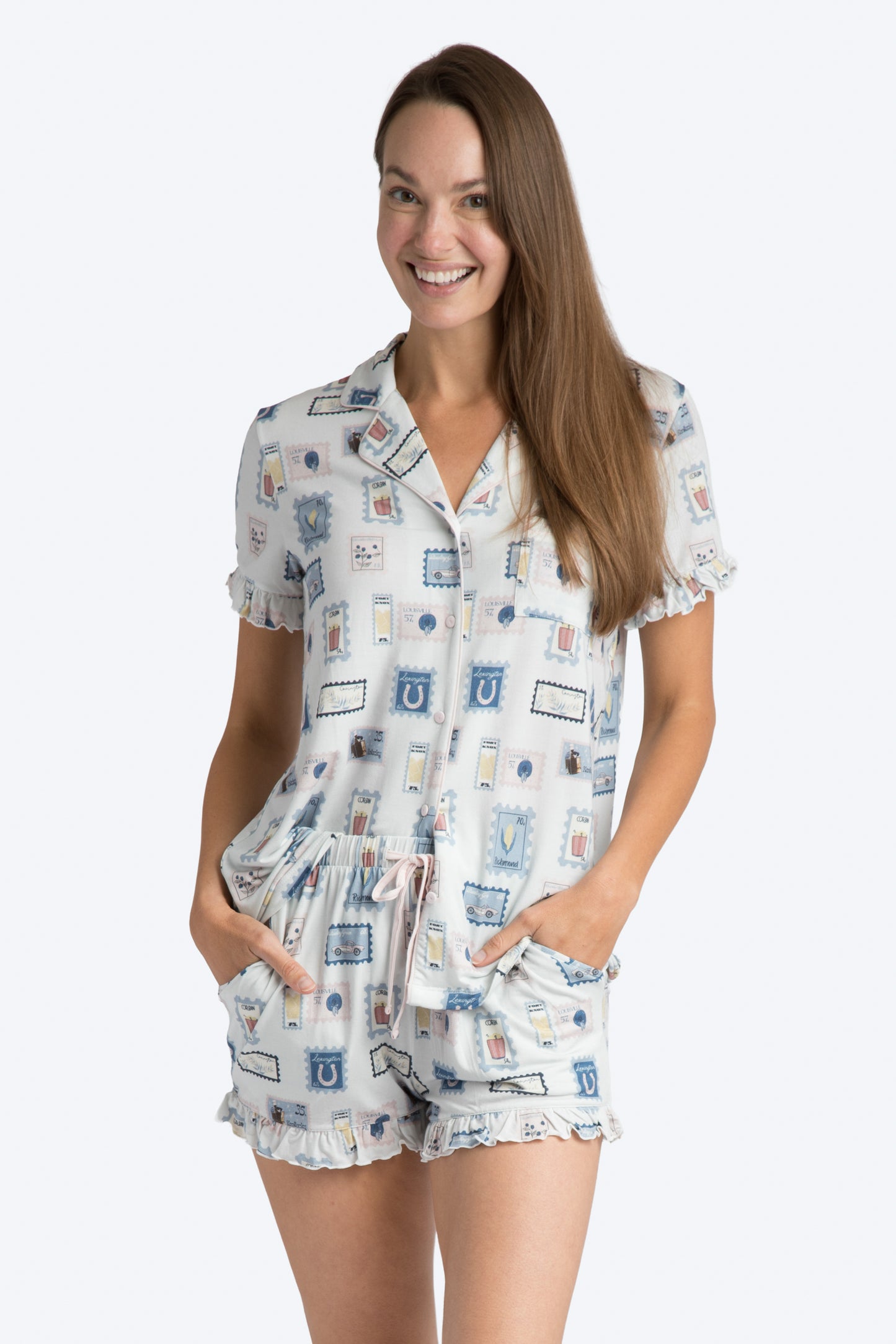 KY Stamps Ruffle Short Pajama Set Collab with Jessie Reyna