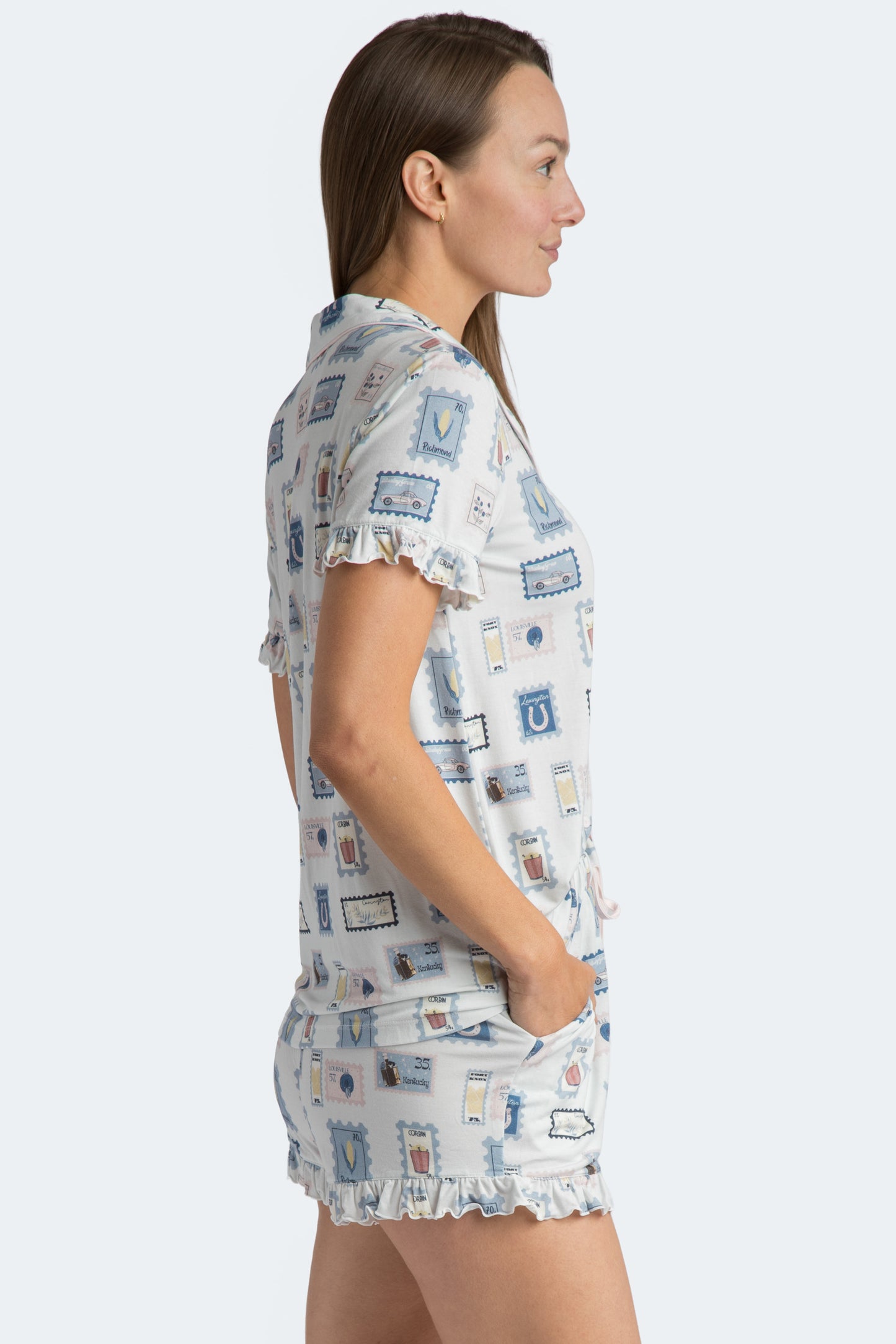 KY Stamps Ruffle Short Pajama Set Collab with Jessie Reyna