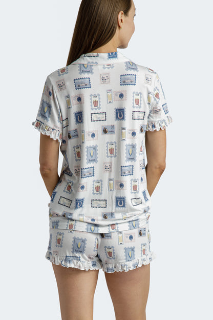 KY Stamps Ruffle Short Pajama Set Collab with Jessie Reyna