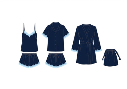 Admiral Navy Modal and Lace Short Set