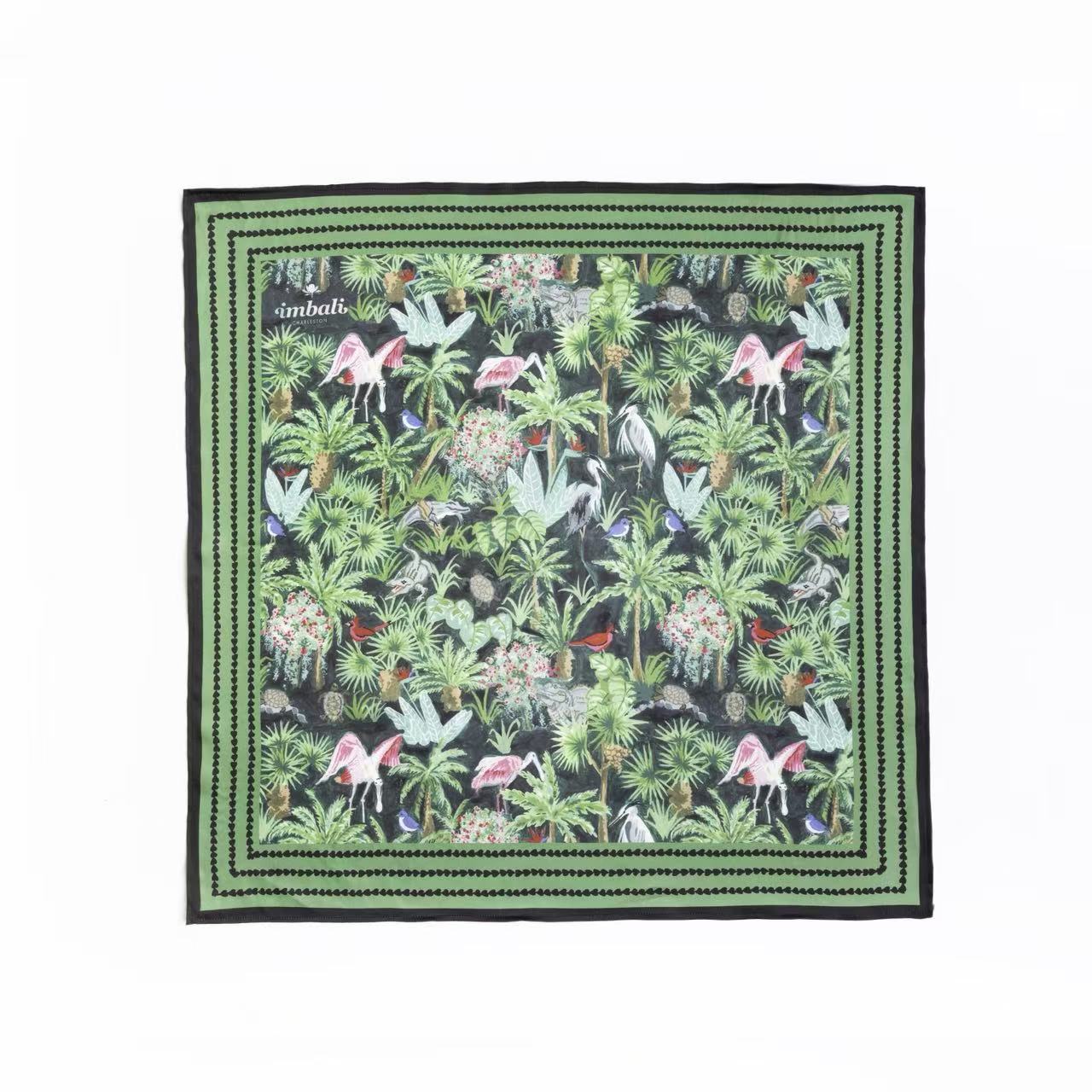 Mystic Marsh Scarf 25x25" | Hand-Painted Southern Wildlife