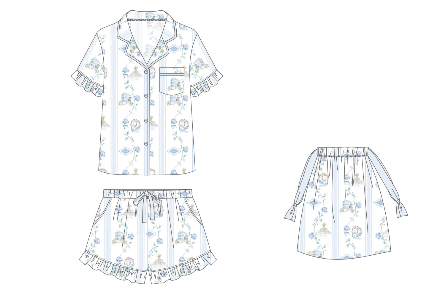 ADPi Short Sleeve button down short set