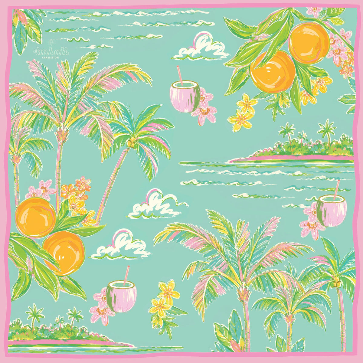 Oranges and Coconuts Printed Satin Scarf