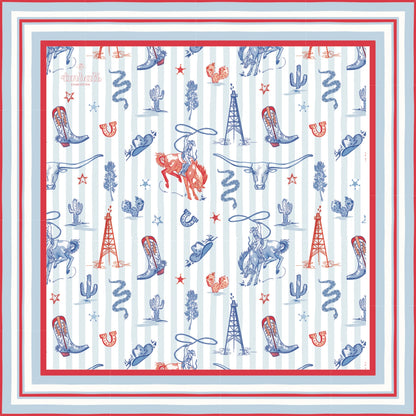 Out West Red, White and Blue Scarf 25x25" | Western Icons Print