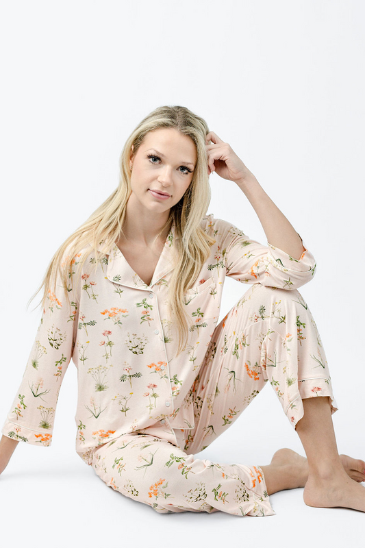 Pastel Sprig Crop PJ Set | Premium Charleston Sleepwear | Imbali Charleston