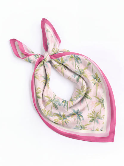 Paradise Palm Printed Satin Scarf