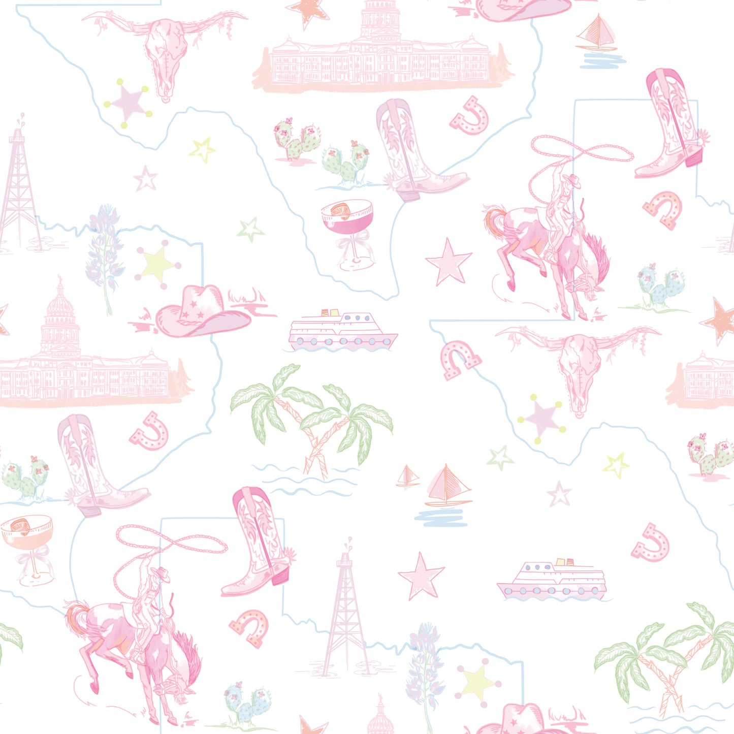 Pastel Texas Youth Short Pajama Set - Kids PJs