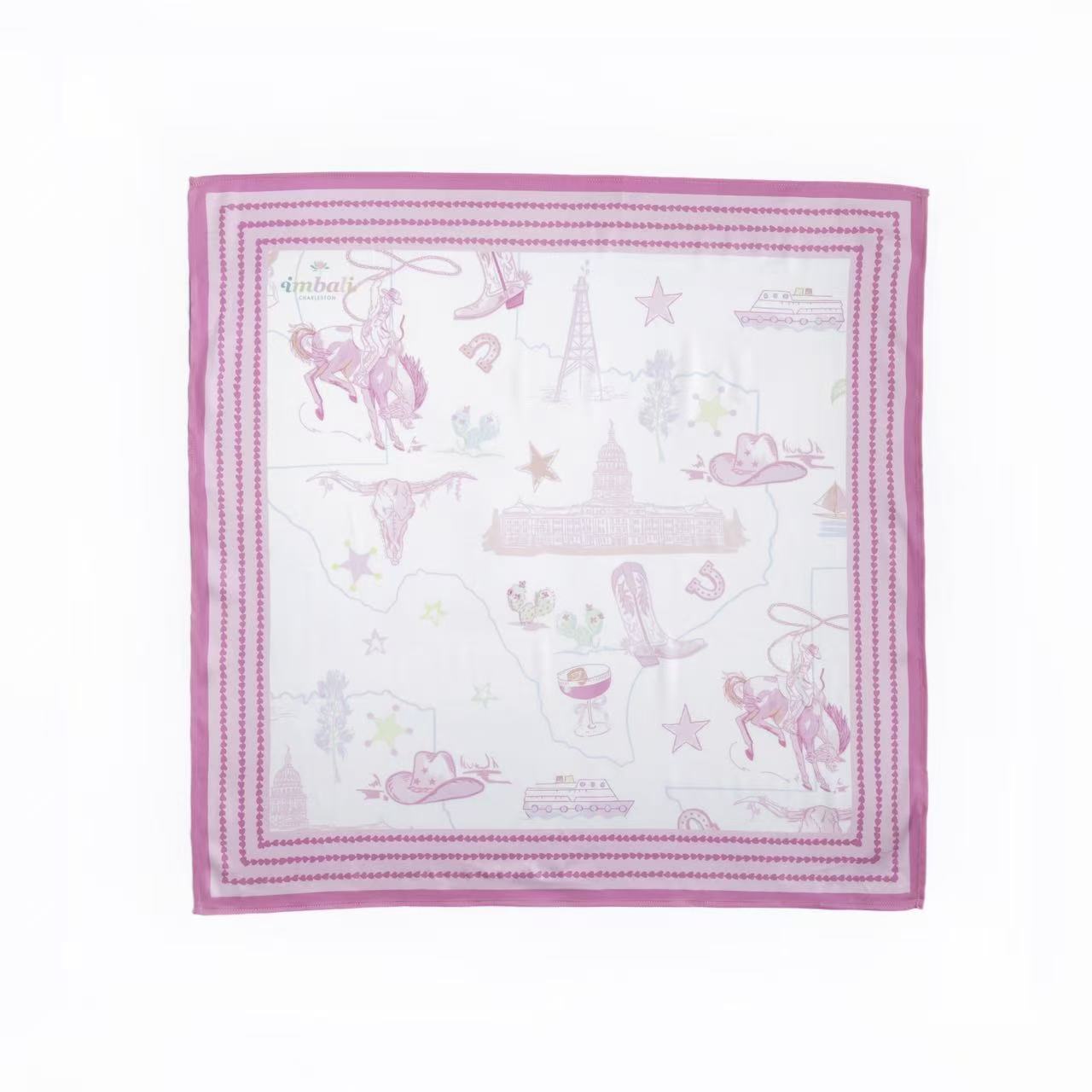 Pastel Texas Scarf 25x25" | Soft Colors Lone Star Print