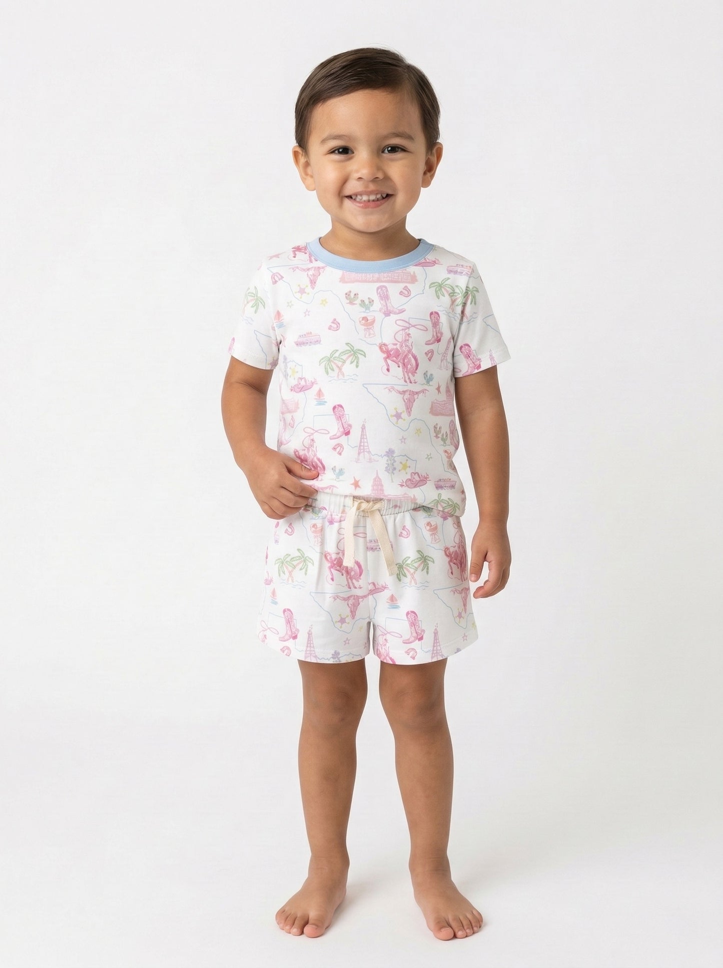 Pastel Texas Youth Short Pajama Set - Kids PJs