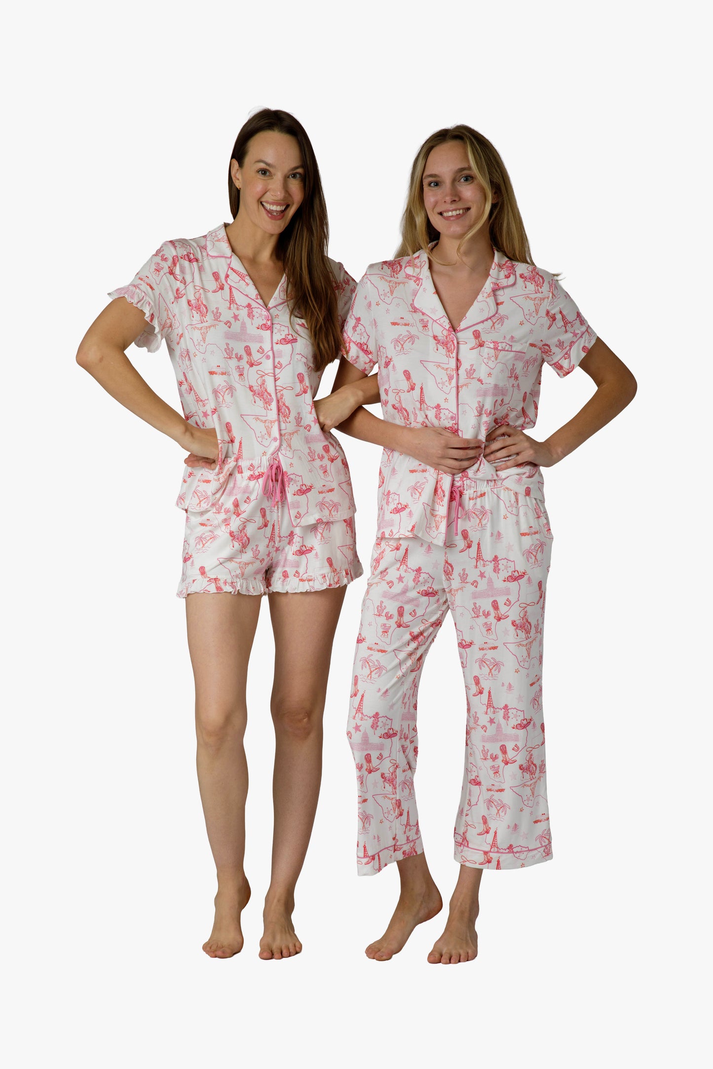 Pink Texas Modal Knit Ruffle Short Set
