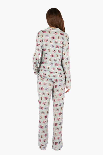 Polaroid Pups Button Down Pant PJ Set - Rescue Dog Tencel | Imbali Charleston
