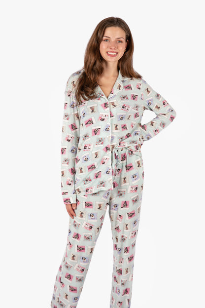 Polaroid Pups Button Down Pant PJ Set - Rescue Dog Tencel | Imbali Charleston