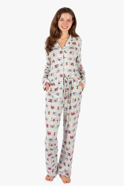 Polaroid Pups Button Down Pant PJ Set - Rescue Dog Tencel | Imbali Charleston