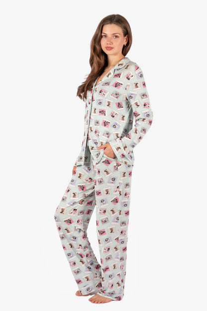 Polaroid Pups Button Down Pant PJ Set - Rescue Dog Tencel | Imbali Charleston
