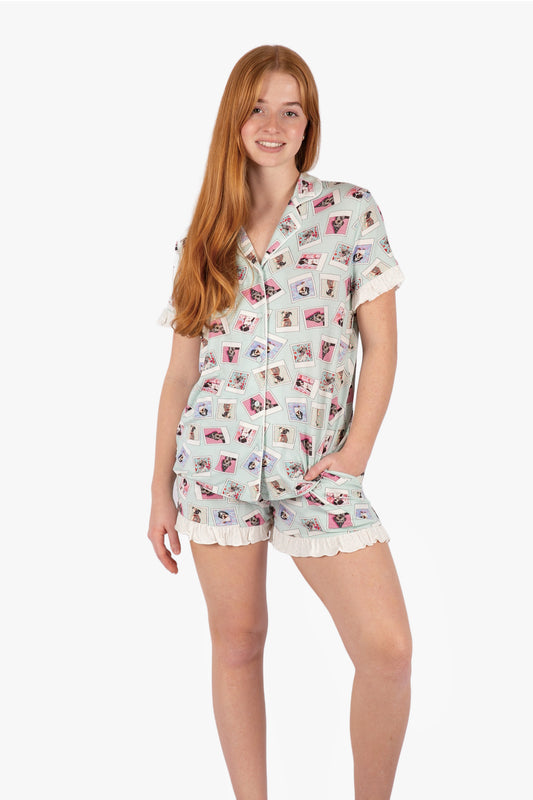 Polaroid Pups Button Down Short Set