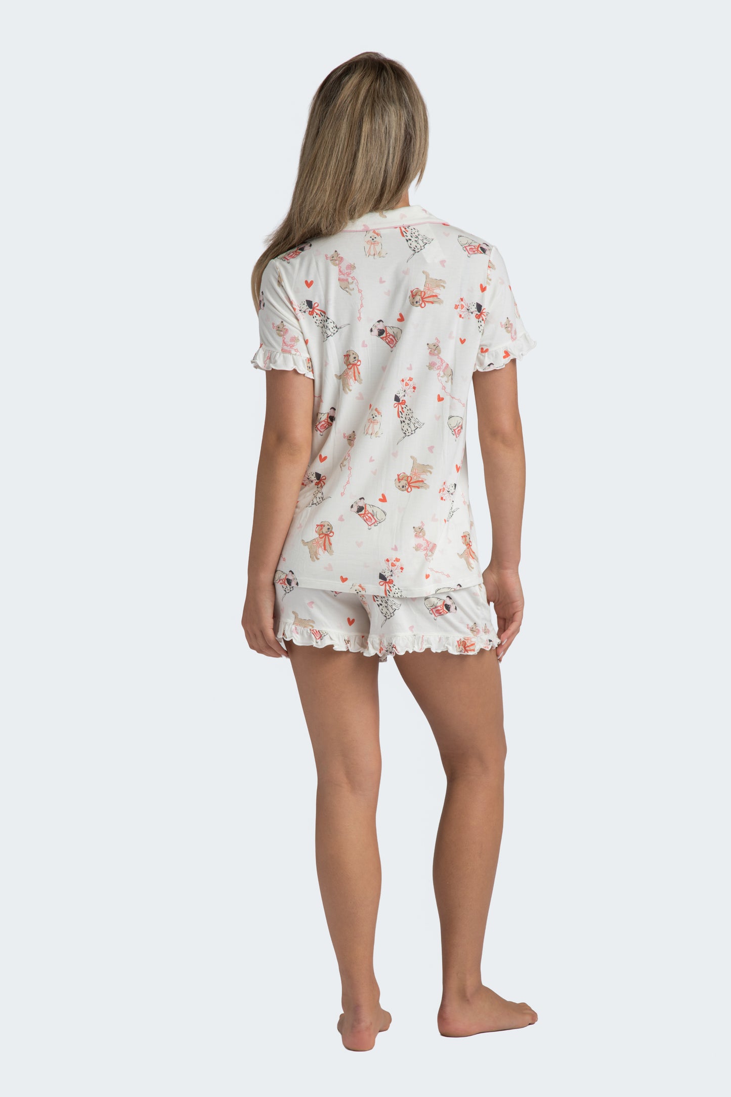 Puppy Love Modal Knit Ruffle Short Set
